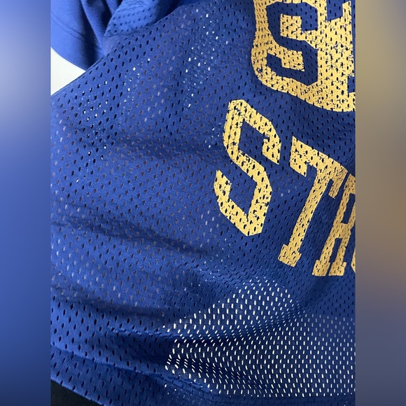 Zara Men’s Mesh Shirt Game On Style Strong Blue/Gold Football Jersey Medium - Picture 6 of 8